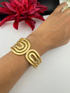 Brushed finished Gold Chunky Cuff Bracelet Bangle, Anti Tarnish, fits sizes upto 2.6"