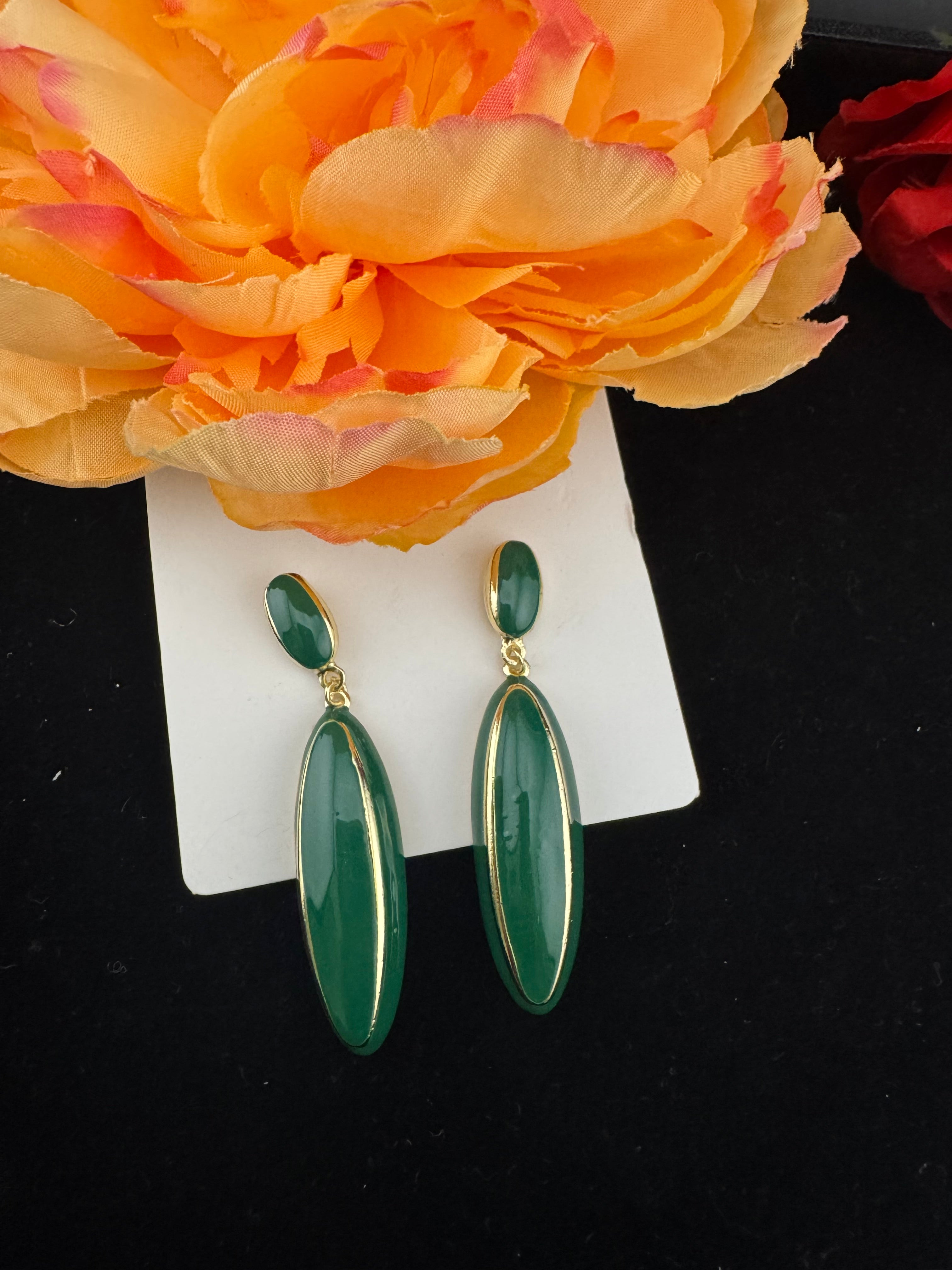 High Quality Premium Enamel and gold Designer Drop Earrings