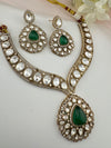 Doublet Stones, CZ, Moissanite, Kundan Gold Plated necklace set, Indian Bridal Jewelry set