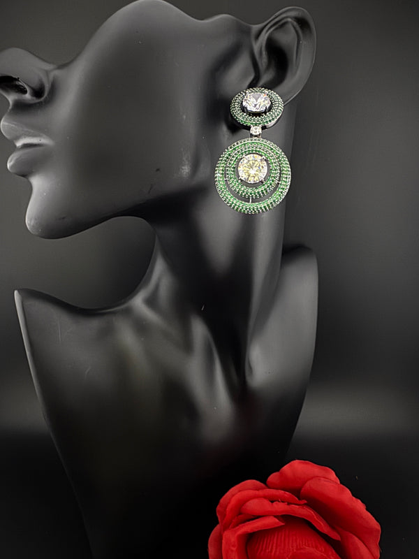 Premium Nano Setting of Cubic Zirconia with Crystal in silver is designer Inspired Statement Drop Dangle earring/Lightweight/bridesmaid gift
