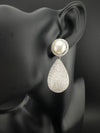 Pearl, Cubic Zirconia, Diamond nano setting, Silver 2 in 1 Dangle earrings, Indian Jewelry