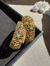 Rajwadi, pachi kundan, Moissanite Kundan Openable Bangle Set (size-2.4", Fits 2.6" upto wrists sizes)