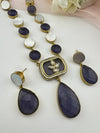 Kundan, CZ, MOP, Stone inlay Long Golden necklace set, Rani haar, everyday wear jewelry