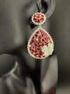 Premium Nano Setting of Cubic Zirconia in silver is designer Inspired Statement Drop Dangle earring/Unique Indian, Bridal, bridesmaid gift