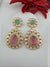 Pink and Green Kundan, CZ, Chandbali Earrings, High shine, Bridal, Moissanite, Tyaani inspired Designer jewelry