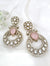 Gold with Doublet stone, kundan, cubic zirconia chandbali Drop Long earrings, Indian Jewelry