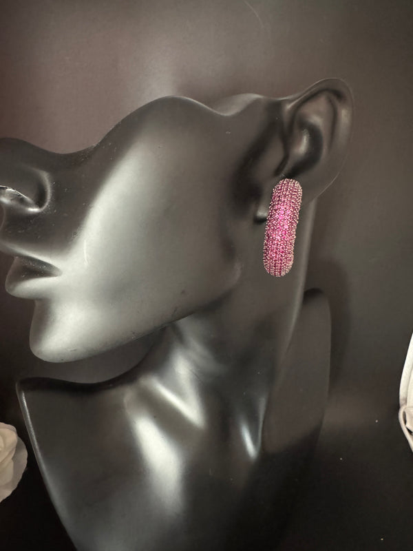 Pearls, Cubic Zirconia, Diamond nano setting Hoops earrings, Indian Jewelry