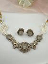 Moissanite Kundan, Pearls, CZ, Stones Choker necklace set, Indian Bridal Jewelry, chic set