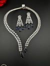 Crystals and CZ Diamond Statement front openable Hasli Necklace Set, Silver Plated Collar set