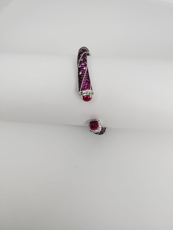 Designer Cuff bracelet with American Diamonds nano setting, crystal stones, Fits size upto 2.6"