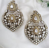 Amrapali inspired, Matt Gold with uncut kundan and CZ chandbali earrings