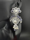 Premium Cubic Zirconia Pearl Chandelier Long earrings is designer Inspired, Statement Long Big earring, Bridal, Party, Wedding jewelry,