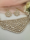 Kundan, Moissanite, CZFlexible Gold Bridal necklace set, Indian Bridal Jewelry