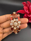 Moissanite Kundan, Enamel, CZ Adjustable Bracelet Bangle, Gold Polish Designer Bangle