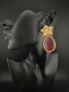 CZ and Gold, Doublet Stone Chandelier Drop Earrings, Bridal, Designer jewelry