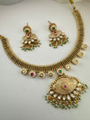 Rajwadi kundan, Enamel, stones, pearls Gold necklace set, Indian Bridal Jewelry set