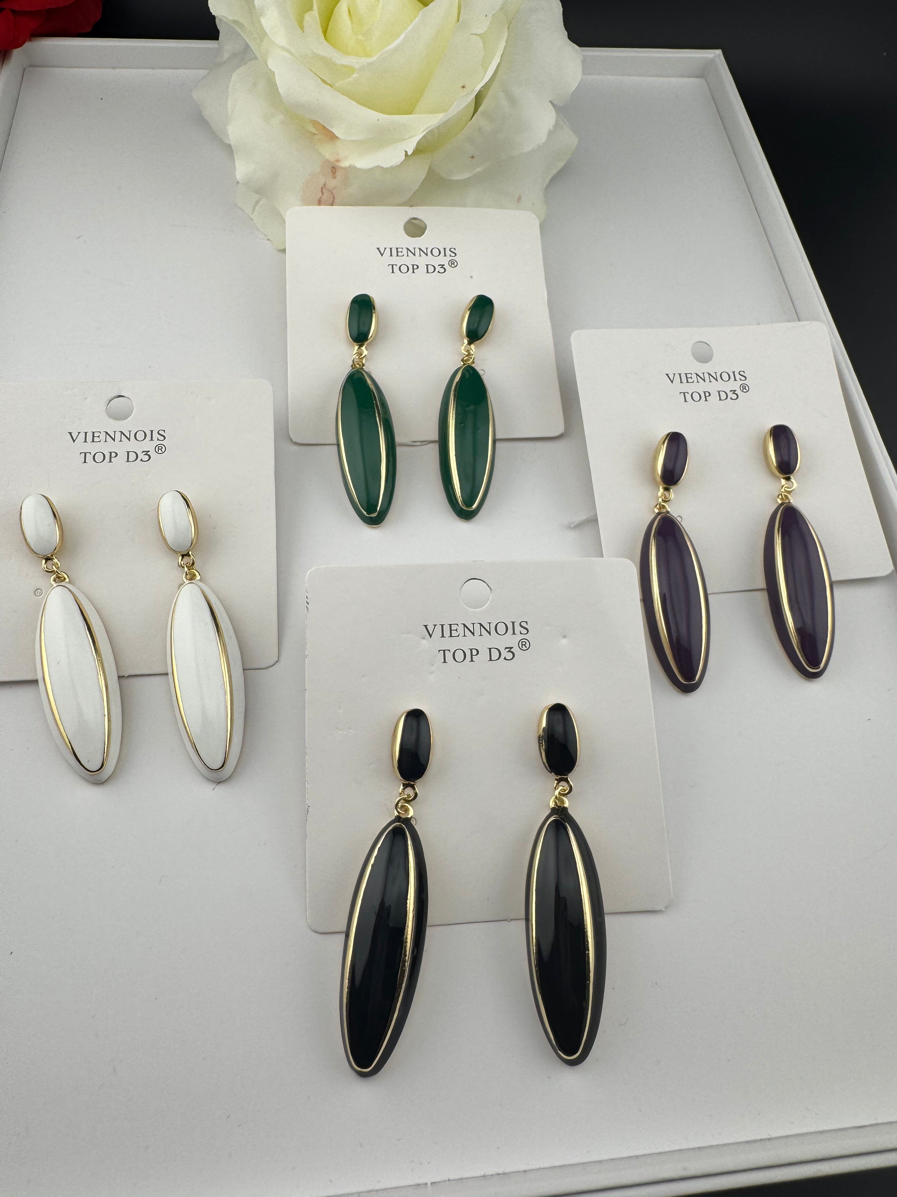 High Quality Premium Enamel and gold Designer Drop Earrings