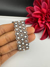 Openable Designer bracelet with Pearls, crystal stones, CZ Nano setting, Fits size upto 2.6"