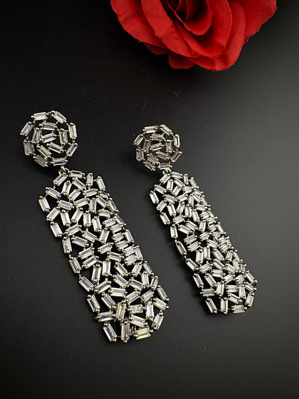 Premium Cubic Zirconia Chandelier Long earrings is designer Inspired, Statement Long earring, Bridal, Party, Wedding jewelry, Shiny