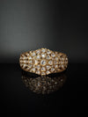 Moissanite Kundan, CZ Openable Bracelet Bangle, Gold Polish (Fits 2.6" wrists)
