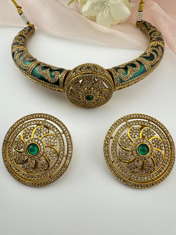 Enamel, Minakari, CZ, Stones Hasli, necklace set, Indian Bridal Jewelry set
