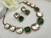 Kundan, Stones, CZ Gold Plated Green necklace set, Indian Bridal Jewelry set