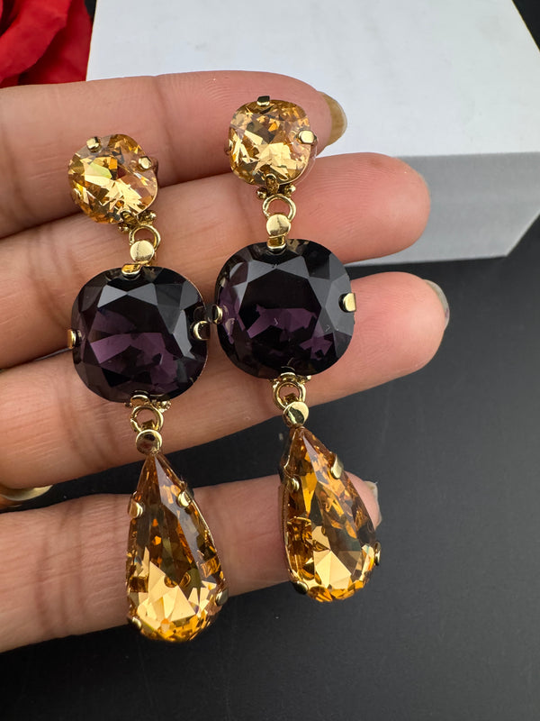 Premium Swarovski Crystal and Cubic Zirconia in long drop is a designer earrings/Swarovski Inspired Bridal Jewelry