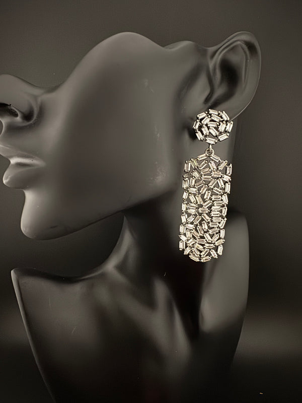 Premium Cubic Zirconia Chandelier Long earrings is designer Inspired, Statement Long earring, Bridal, Party, Wedding jewelry, Shiny