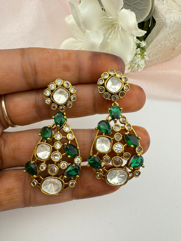 Stones, CZ, Kundan Gold necklace set, Indian Bridal Jewelry set