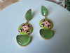 Gold and Light Green earring with Minakari and Monalisa Stone