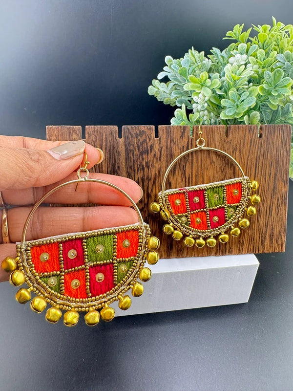 Beaded Pastel multicolor Heart with Tassel earring, Handmade earring