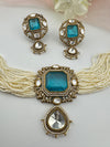 Hydro beads, CZ, Doublet Stones Choker necklace set, Indian Bridal Jewelry, chic set