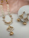 Kundan, Moissanite, Pearls Long Gold Choker necklace set, Indian Rani haar