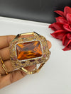 Turkish Jewelry, Crystal, CZ, Stones Oversized Cuff Bracelet Bangle, Gold Polish (Fits 2.6" Diameter)