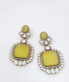 Gold with Yellow Doublet stone, kundan, cubic zirconia chandbali Drop earrings, Indian Jewelry