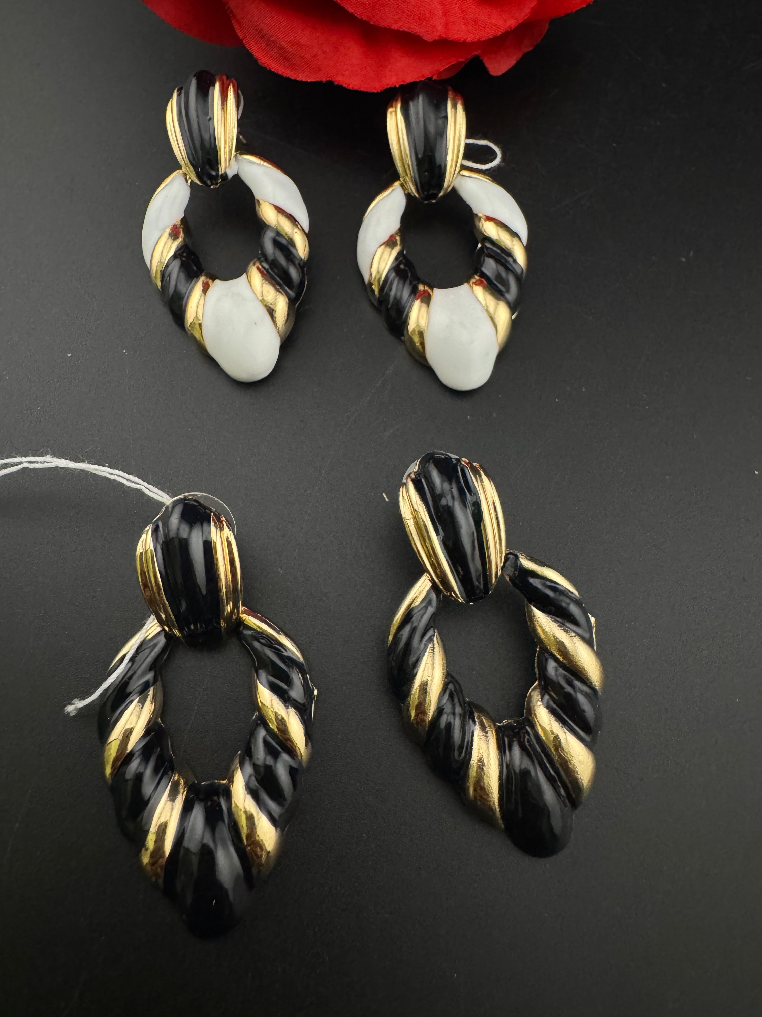 High Quality Premium Enamel and gold Designer Drop Earrings