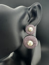 Cubic Zirconia, Diamond nano setting, pearls, Victorian Dangle earrings, Indian Jewelry