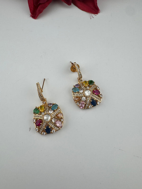 Cubic Zirconia, Kundan, Stones Chandelier Drop Earrings, CZ, Designer jewelry