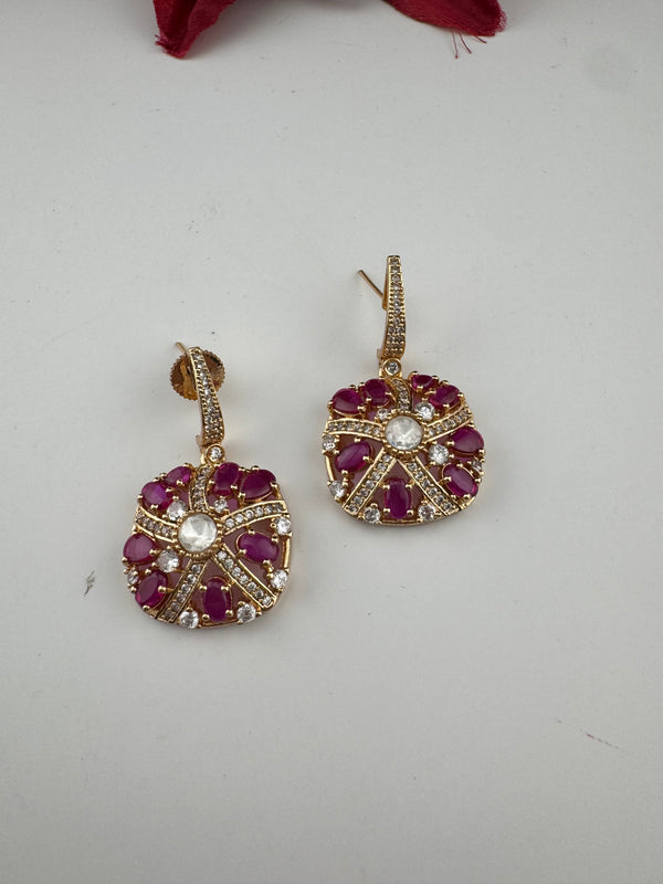 Cubic Zirconia, Kundan, Stones Chandelier Drop Earrings, CZ, Designer jewelry