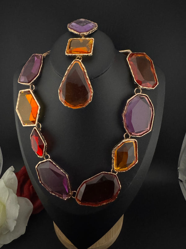 Premium Quality Contemporary NECKLACE ONLY/Clear necklace/Designer inspired/Indian jewelry/Sleek Necklace/everyday wear/handmade