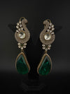 Kundan, CZ, Gold, Doublet Stone Chandelier Long Earrings, Bridal, Moissanite, CZ, Peacock Designer jewelry