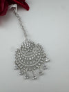 Silver Cubic Zirconia/Diamond Tikka, Indian Maang Tikka, Headpiece, Bridal jewelry