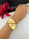 Brushed finished Gold Chunky Cuff Bracelet Bangle, Anti Tarnish, fits sizes upto 2.6"