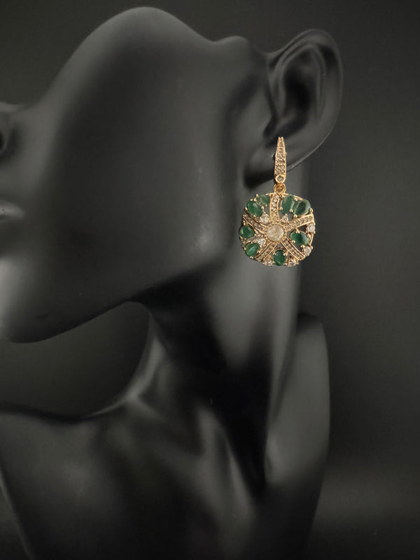 Cubic Zirconia, Kundan, Stones Chandelier Drop Earrings, CZ, Designer jewelry