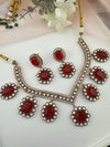 Doublet Stones, CZ, Kundan Gold Plated necklace set, Indian Bridal Jewelry set