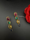 Matt Gold, stone Long Earrings, Multicolor, Bridesmaid Gift, Designer jewelry