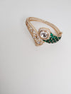 Pachi kundan, Moissanite Kundan, CZ,Bracelet Bangle, Gold Polish (Fits 2.6" wrists)
