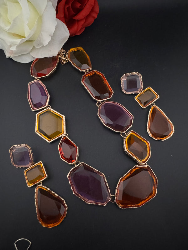 Premium Quality Contemporary NECKLACE ONLY/Clear necklace/Designer inspired/Indian jewelry/Sleek Necklace/everyday wear/handmade