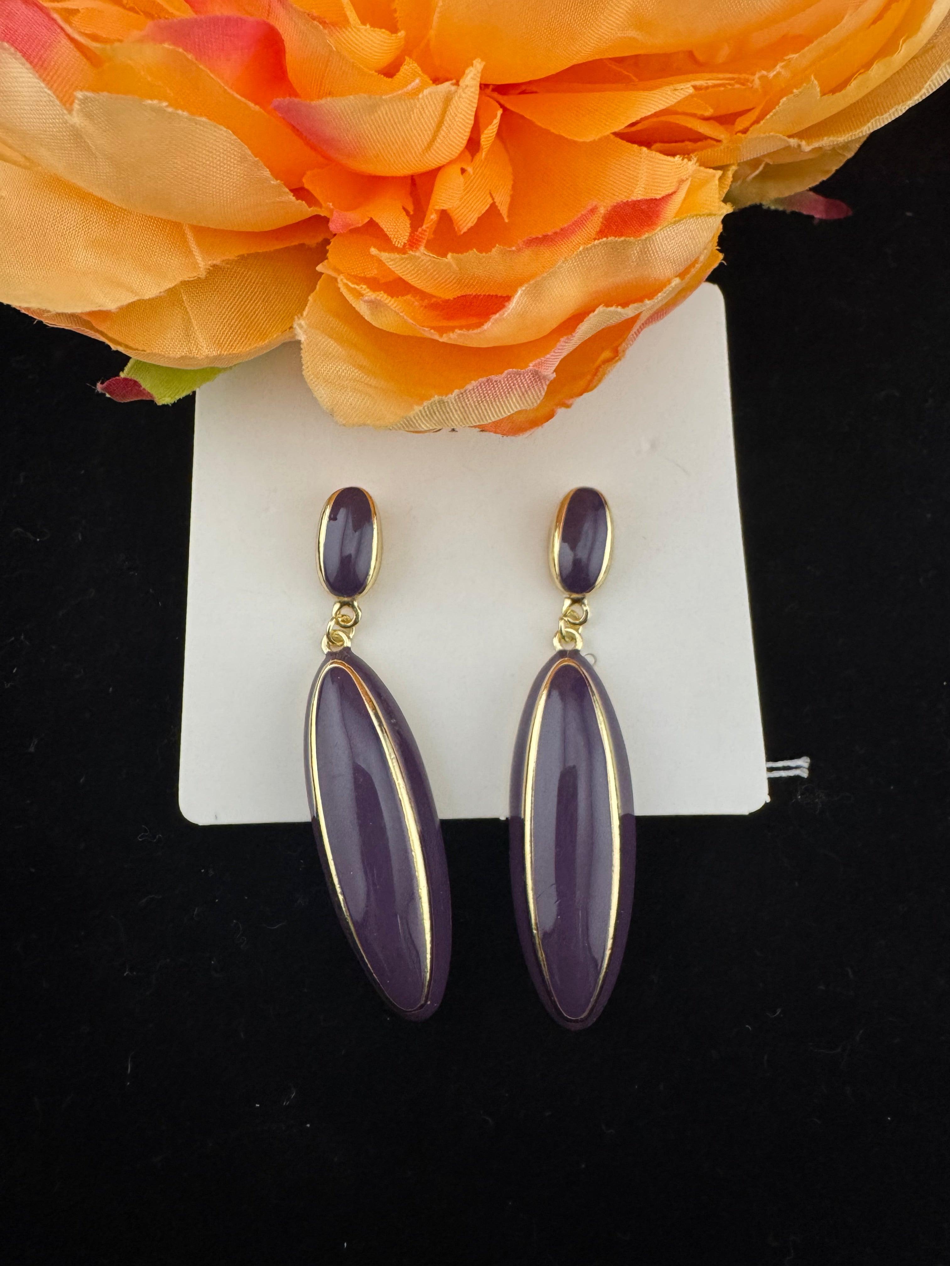 High Quality Premium Enamel and gold Designer Drop Earrings