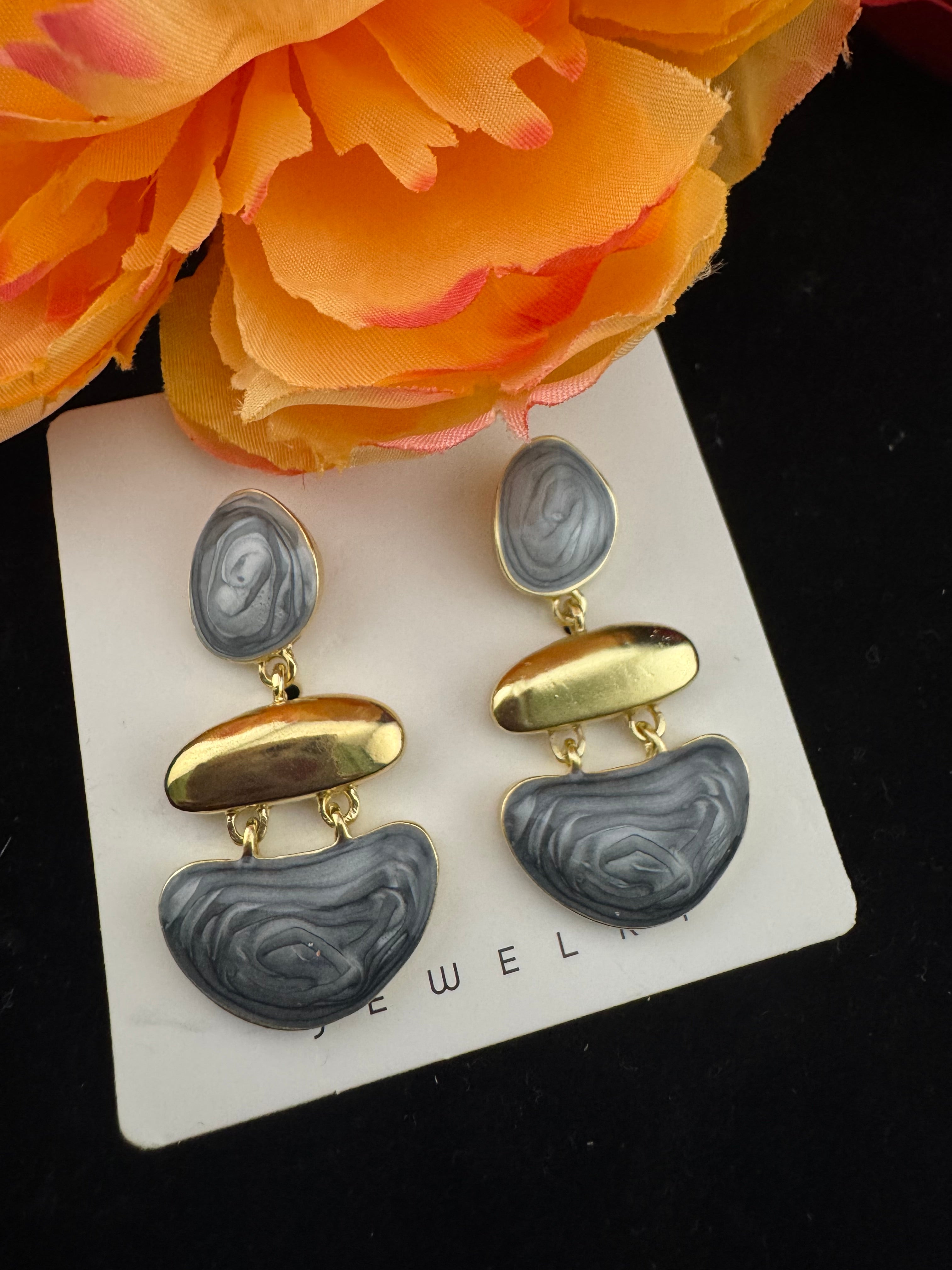 High Quality Premium Enamel and gold Designer Drop Earrings